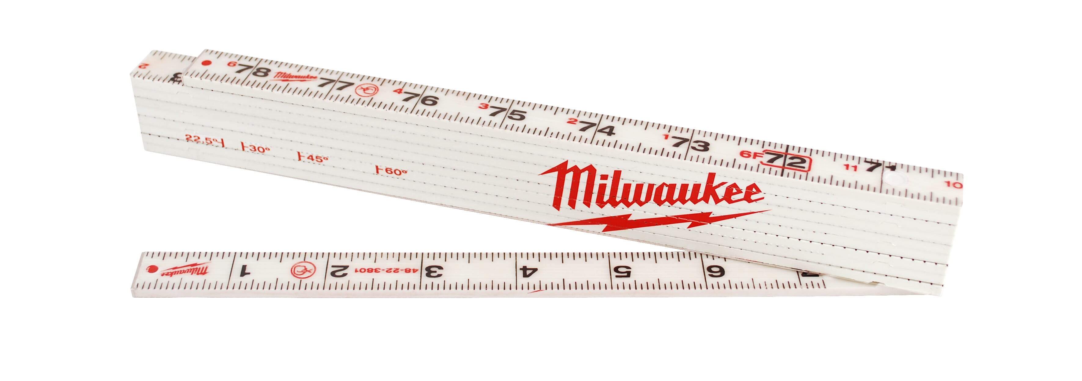 Milwaukee® 48-22-3801 Folding Rule, Graduations 1/16 in, 9-1/4 in L, Composite Laminate/Fiberglass, White
